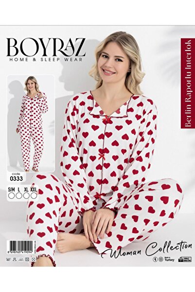 BEYAZTOPTAN Raporlu Heart Patterned Pajama Set