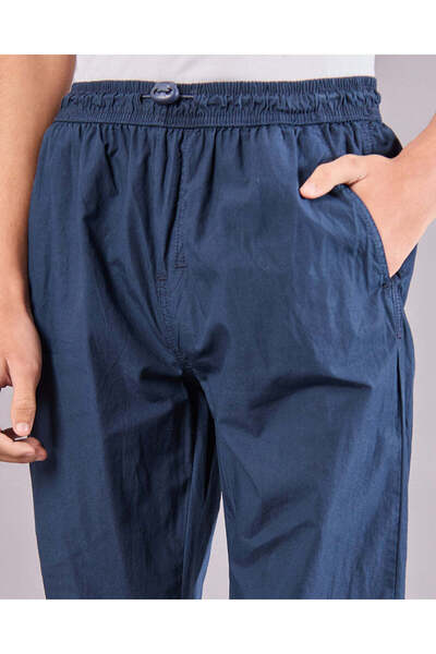 REDTAG Senior Boys Navy Poplin Jogger Trouser With Ribstop