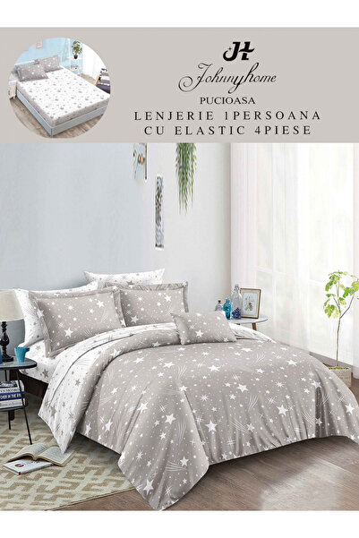 FIONNA.RO Finet Bed Linen with Elastic 1 Person - Grey with Stars