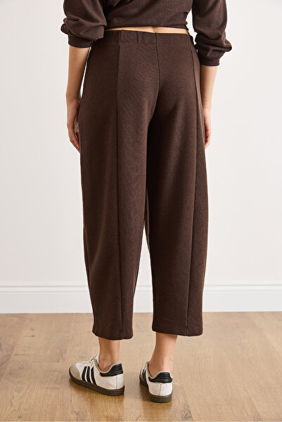 Olalook Дамски кафяви панталони с детайли от шевове Balloon Thessaloniki Winter PNT-19000384