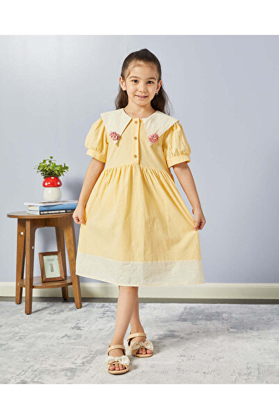 REDTAG Girls Yellow Embellished Dress