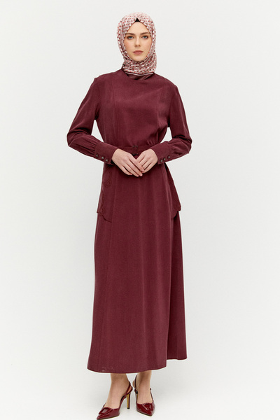 Setrms Yakma Desenli Kemerli Elbise