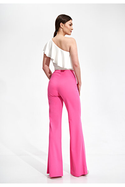 Figl Women's high waist wide leg pants - elegant pink pants for women M874 size S