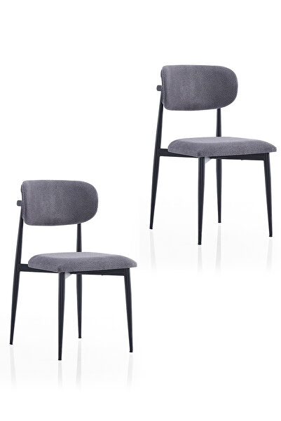 Evdemo Polo Metal 2'li Mutfak Yemek Masası Sandalyesi Antrasit