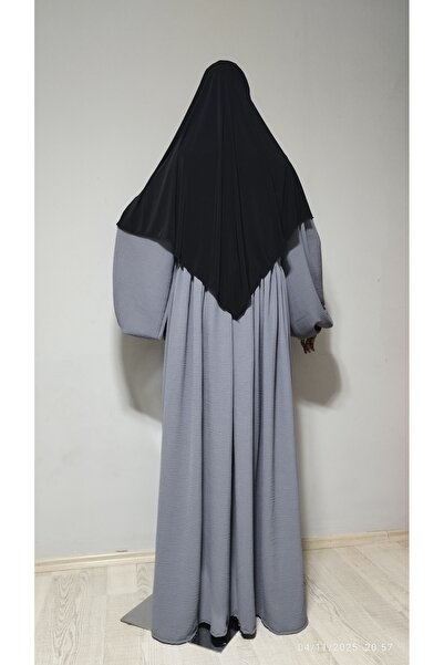 AHRAR tesettür Short Length Sandy Souffle Khimar Ready to Wear Hijab Scarf Black