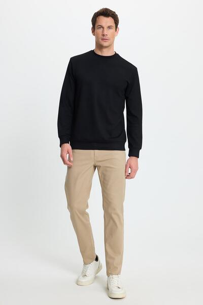 Tudors Men's relax fit comfortable cut long sleeve crew neck black sweatshirt