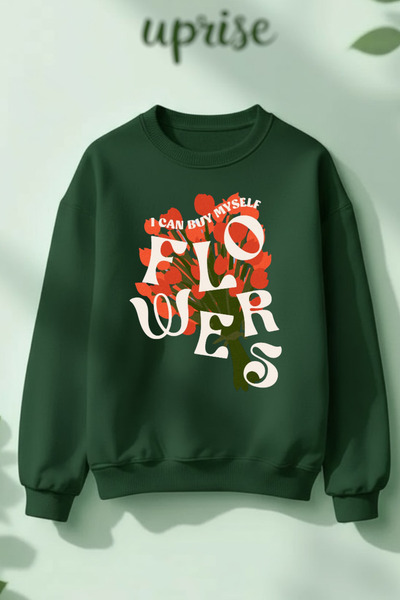 Vordevia Hanorac Flowers cu imprimeu Cotton 3 Thread B guler rotund O supradi...