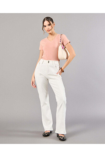 REDTAG Women Pink V-Neck Basic T-Shirt