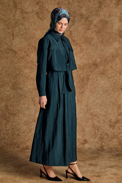 Setrms Ceketli Pilikaşe Detaylı Kuşaklı Elbise