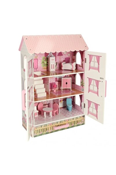 Ikonka 3-Story 80 cm Dollhouse with Furniture - Pink
