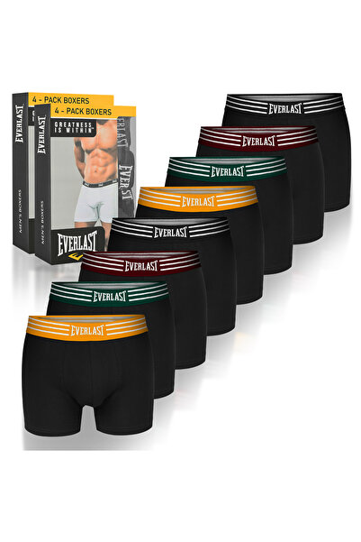 EVERLAST Men's Cotton Boxer Shorts, Everlast, Logo, Black, set of 8 pieces