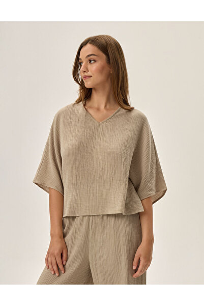 Henderson Women's Pajamas Two-Piece Set Oversize T-Shirt and Wide Leg Pants 100% Muslin Cotton | Fave