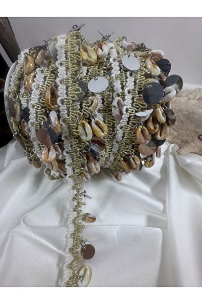 jasmina store pul ve deniz kabuğu detaylı simli dantel şerit