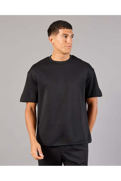 REDTAG Men Black Modal Active T-Shirt