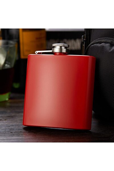 zola Pocket metal bottle for drinking, red, 240 ml, 13,5x9 cm