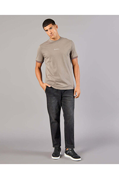 REDTAG Men Taupe Embellished T-Shirt