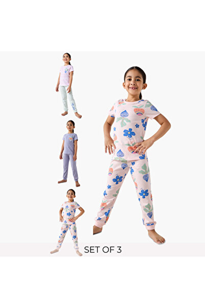 Juniors Printed T-shirt and Pyjamas - Set of 3