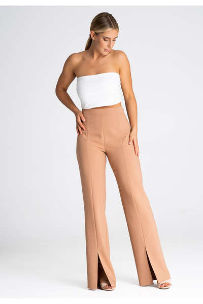 Figl Elegant women's trousers, brown, high waist, M955, size S