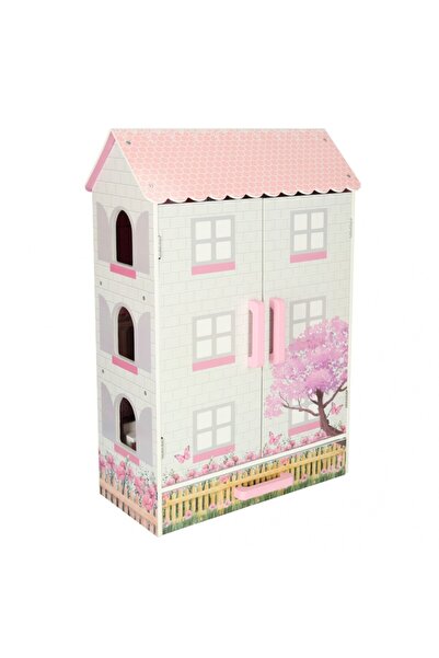 Ikonka 3-Story 80 cm Dollhouse with Furniture - Pink