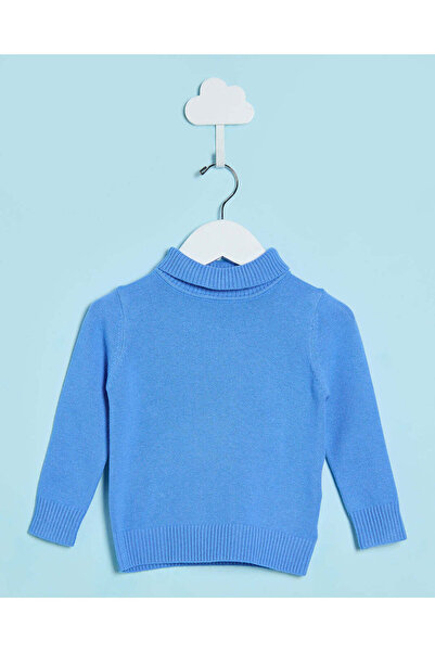 REDTAG Infant Girls Blue High Neck Pullover