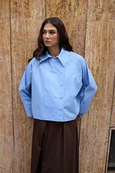 ossons Wide Collar Oversized Poplin Shirt