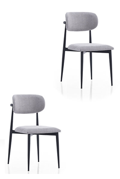 Evdemo Polo Metal 2'li Mutfak Yemek Masası Sandalyesi Gri