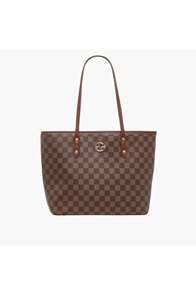SASHA Tia Checked Tote Bag with Zip Closure