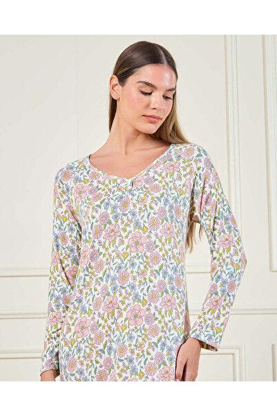 REDTAG Women Ivory Printed Nightgown