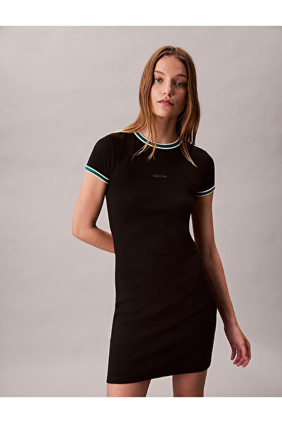 Calvin Klein Kadın Color Block Cotton Elbise