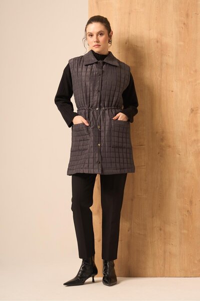 FTZ WOMEN Women's Shiny Quilted Vest Smoked 31256