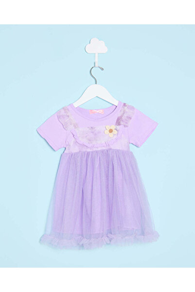 REDTAG Infant Girls Purple Embellished Dress