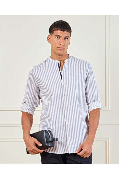 REDTAG قميص رجالي أبيض كاجوال من الماندرين