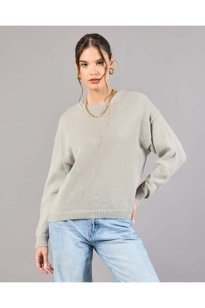 REDTAG Women Grey Knitted Pullover