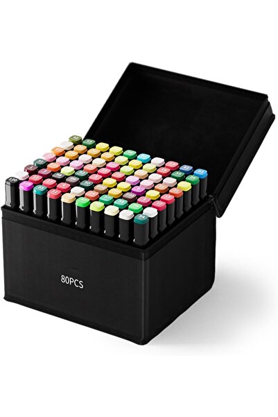 Roomlyne مجموعة أقلام تحديد فنية ثنائية الأطراف - 80 لونًا مع حقيبة حمل