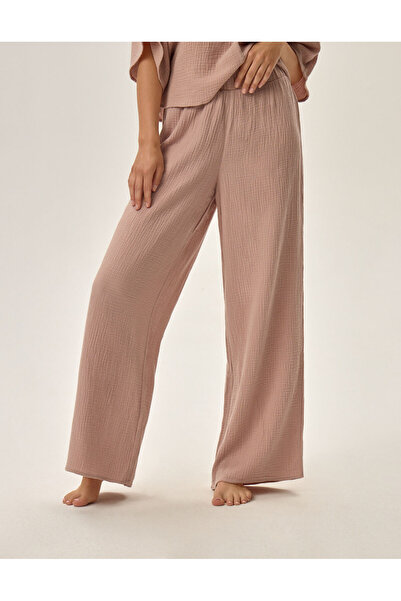 Henderson Women's Pajamas Two-Piece Set Oversize T-Shirt and Wide Leg Pants 100% Muslin Cotton | Fave