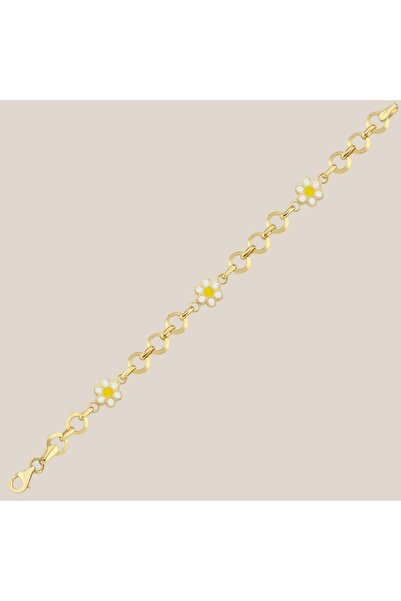 ALTINTAŞ KUYUMCULUK Mineli Papatyalı Altın Çocuk Künyesi