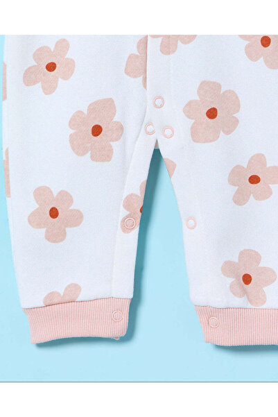 REDTAG Baby White Floral Print Hooded Romper