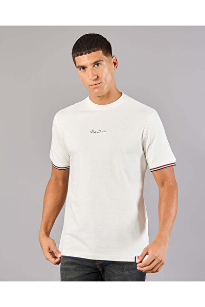 REDTAG Men White Embellished T-Shirt