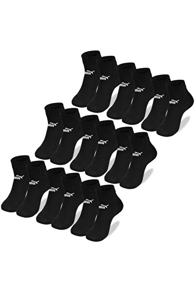 Puma Men's 3/4 Cotton Socks, Puma, Logo, Black, set of 9 pairs.