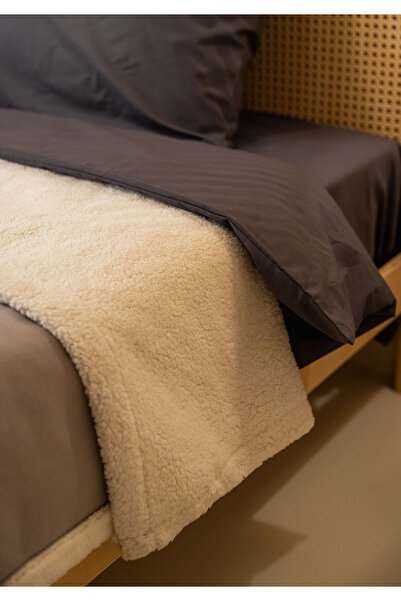 Monolisse Flannel Sherpa Peter Blanket Double Size Gray 200X230Cm