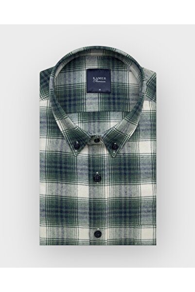 KAMER Regular Fit Winter Long Sleeve Button-Up Collar Plaid Multi-Color Shirt 3870Y