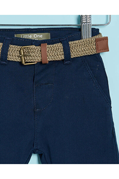 REDTAG Infant Boys Navy Casual Trouser With Braided Belt