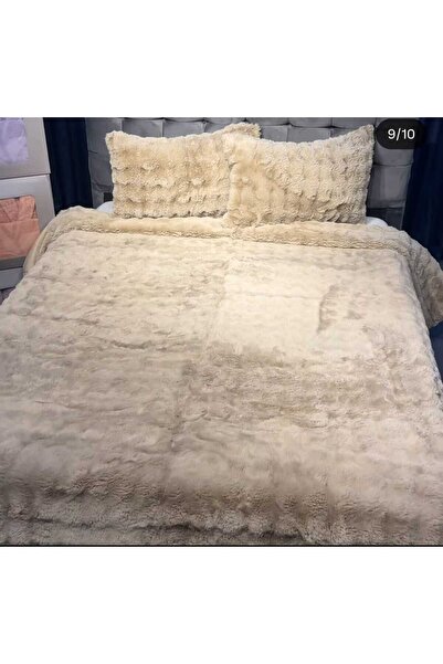 YÜNTEKS Merinos Diamond Fur Comforter Set, Double Size Quilt Set (220X240)