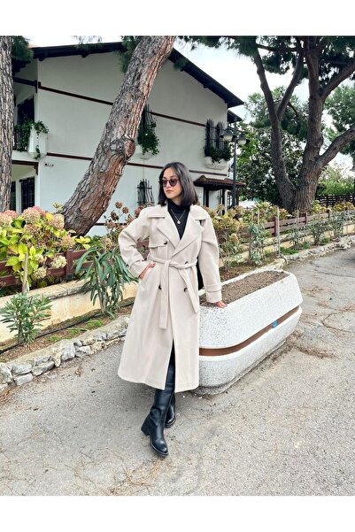 VAZIRADK Double Button Belted Cashmere Coat