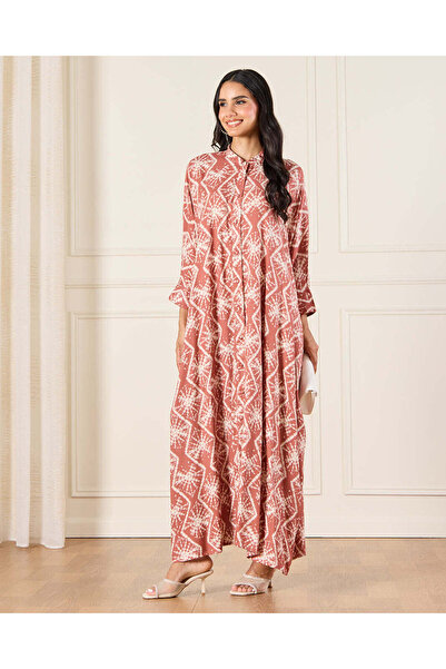REDTAG Women Red Printed Kaftan Dress
