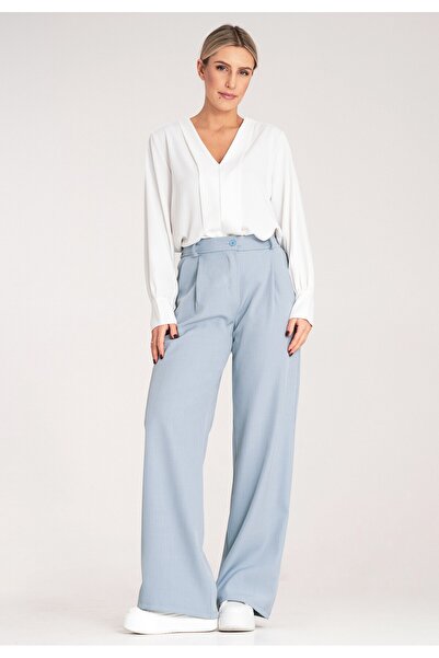 Figl Elegant High Waisted Pants - High Waisted Wide Leg Pants - Blue Pants M1129 L/XL