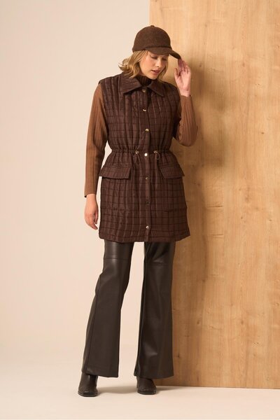 FTZ WOMEN Women's Shiny Quilted Vest Brown 31256