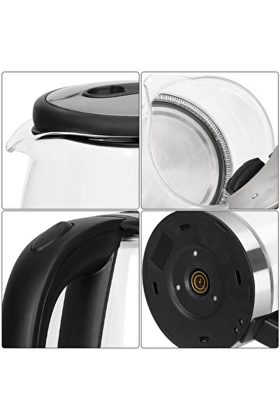 TodayShop Portable Electric Kettle 1500W Glass & Stainless Steel — Water Heater for Tea & Coffee, Fast Boil