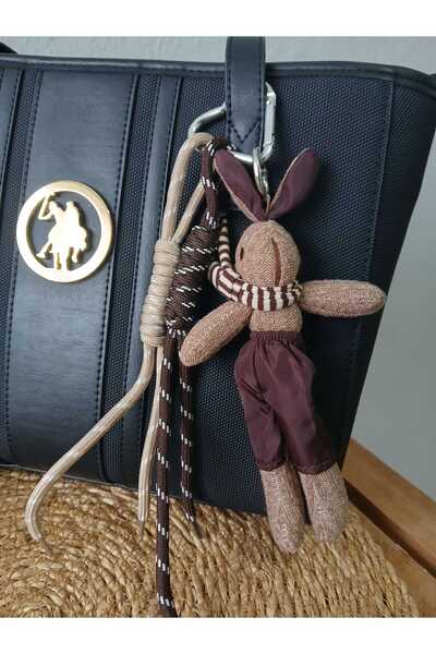 AXXION CHARM ÇANTA CHARMI KAHVERENGİ TAVŞAN DETAYLI