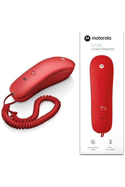 Motorola CT50 Wired Landline Phone - Red, Wall-mountable, 10 Memories